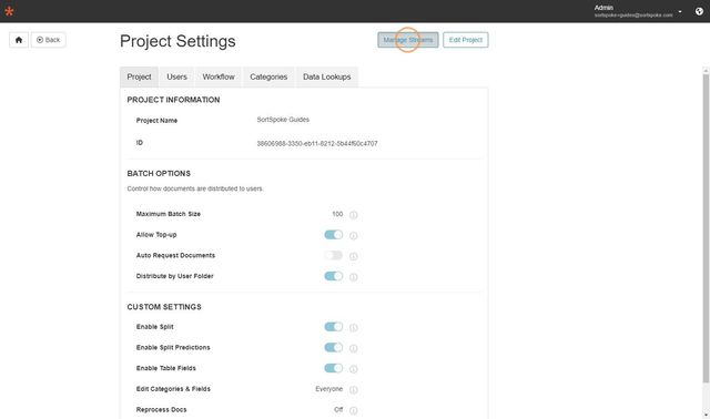 Step 5 - Click “Manage Streams”