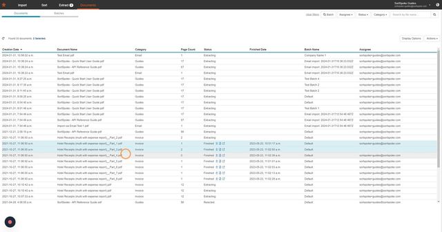 Step 5 - Using SHIFT or CTRL, select multiple Finished documents from the list