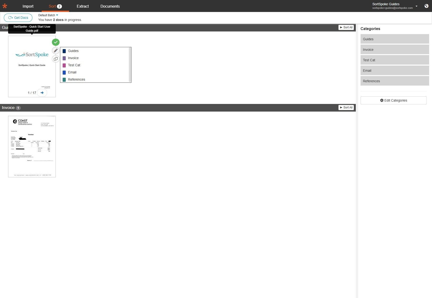 Step 7 - Sort each document into its category