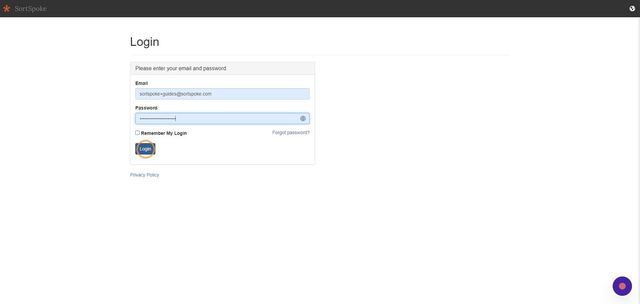 Step 1 - Log in to SortSpoke