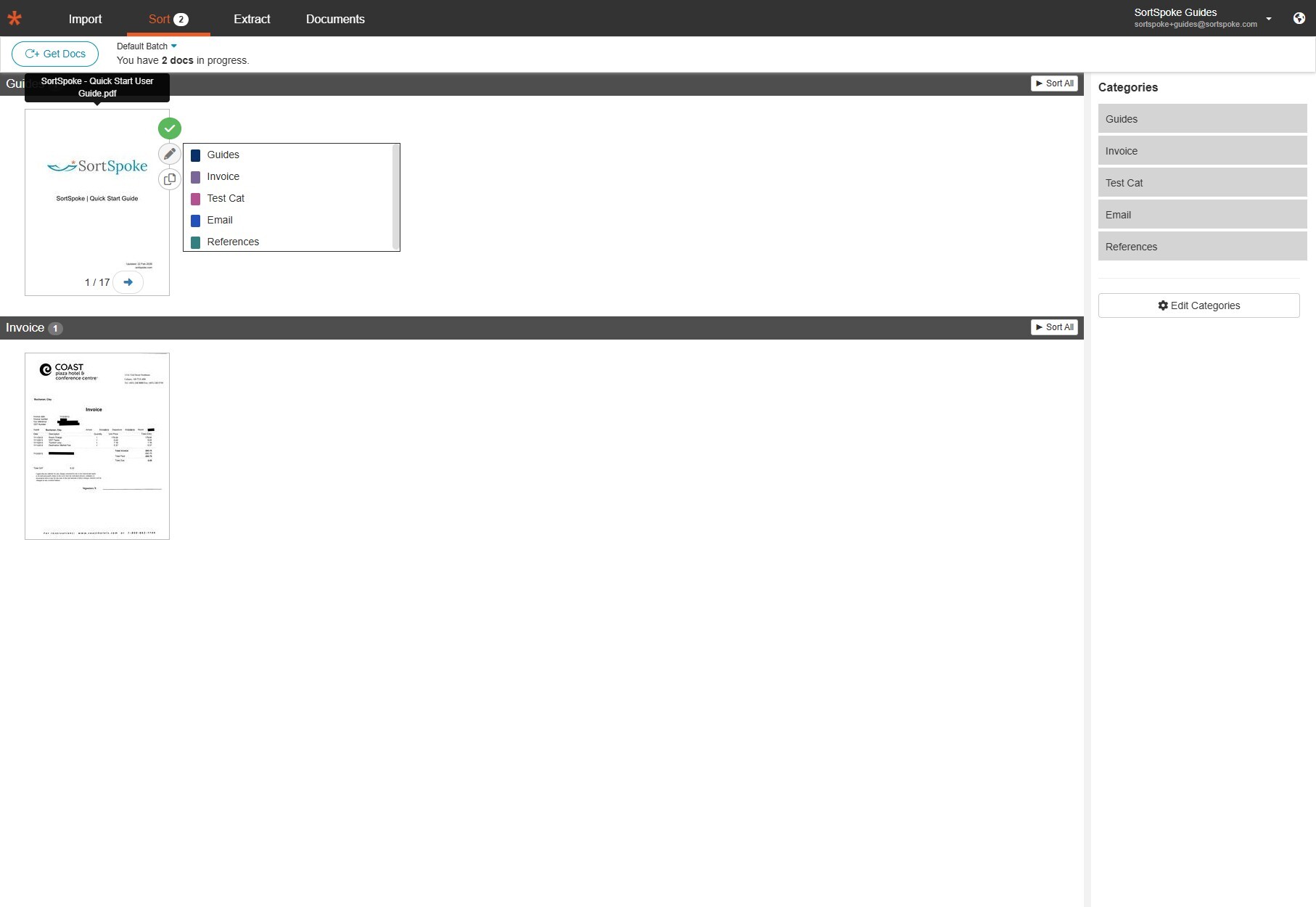 Step 7 - Sort each document into its category
